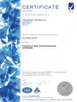 Certifcate ISO 9001:2015 (Telegärtner Slovakia a.s.)